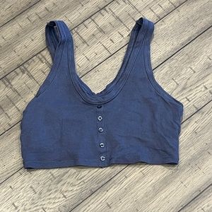 American Eagle Aerie Blue Crop Top/Longline Bralette w/ built-in shelf bra XS